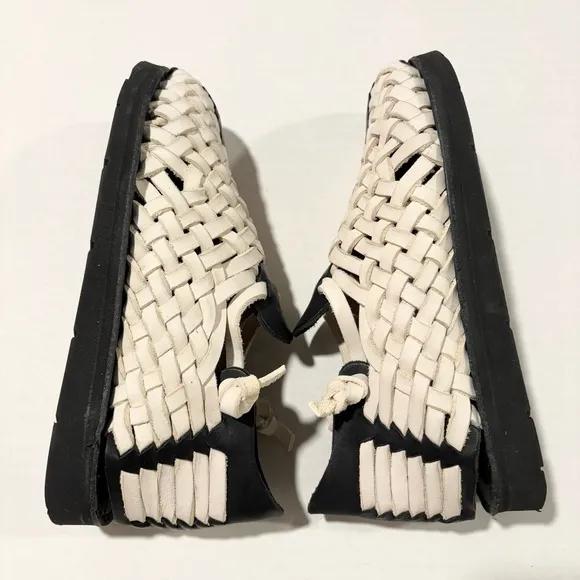 Brand X Huaraches Black White Boot V3 Slip On Leather Shoes, UK 5.5 (US 7.5)