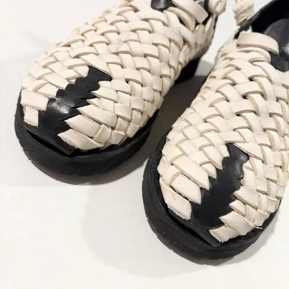 Brand X Huaraches Black White Boot V3 Slip On Leather Shoes, UK 5.5 (US 7.5)