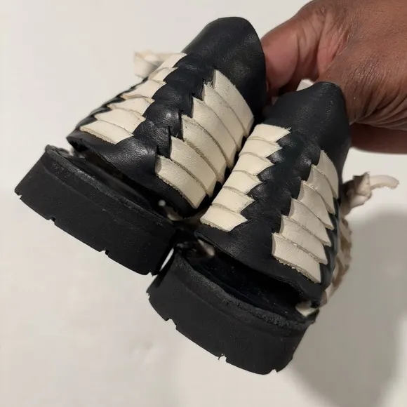 Brand X Huaraches Black White Boot V3 Slip On Leather Shoes, UK 5.5 (US 7.5)