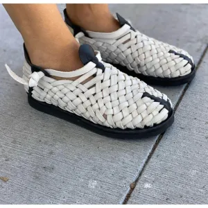 Brand X Huaraches Black White Boot V3 Slip On Leather Shoes, UK 5.5 (US 7.5)