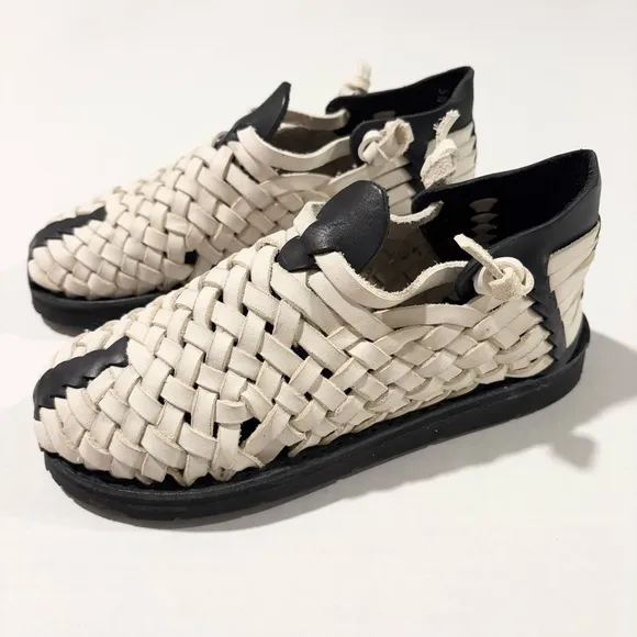 Brand X Huaraches Black White Boot V3 Slip On Leather Shoes, UK 5.5 (US 7.5)