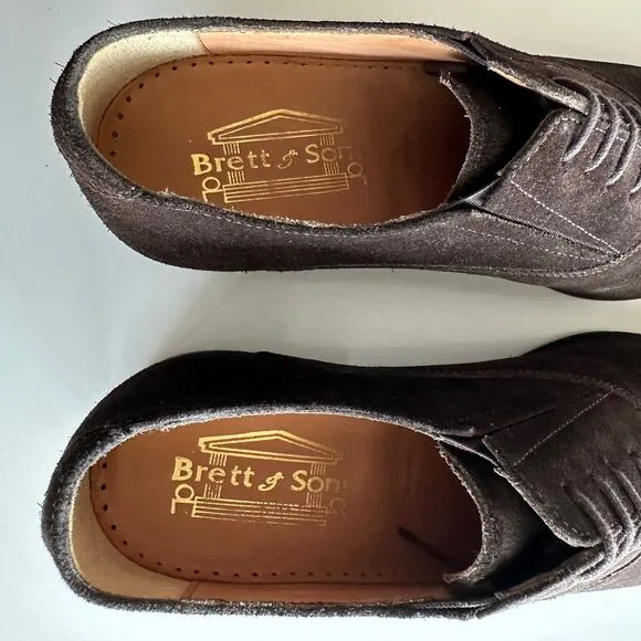 Brett &amp; Sons NWOB Handmade Agustin Derby Chocolate Suede Shoes EU 41 US 8