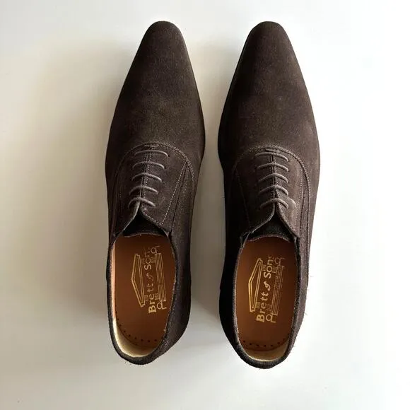 Brett &amp; Sons NWOB Handmade Agustin Derby Chocolate Suede Shoes EU 41 US 8