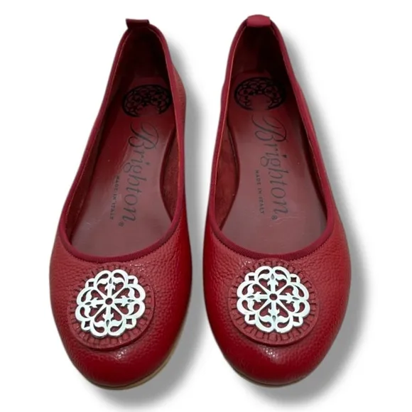 Brighton Aleta Flats in Lipstick Red Womens Size 7 Loafers Ballet Flats Slip On