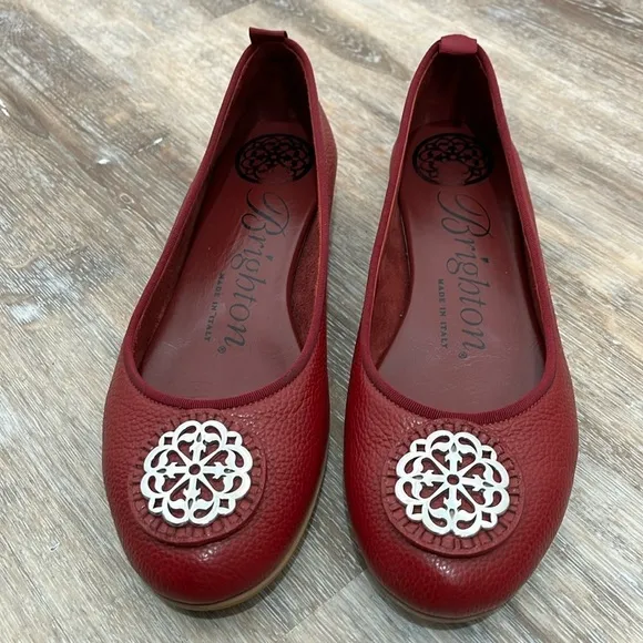 Brighton Aleta Flats in Lipstick Red Womens Size 7 Loafers Ballet Flats Slip On
