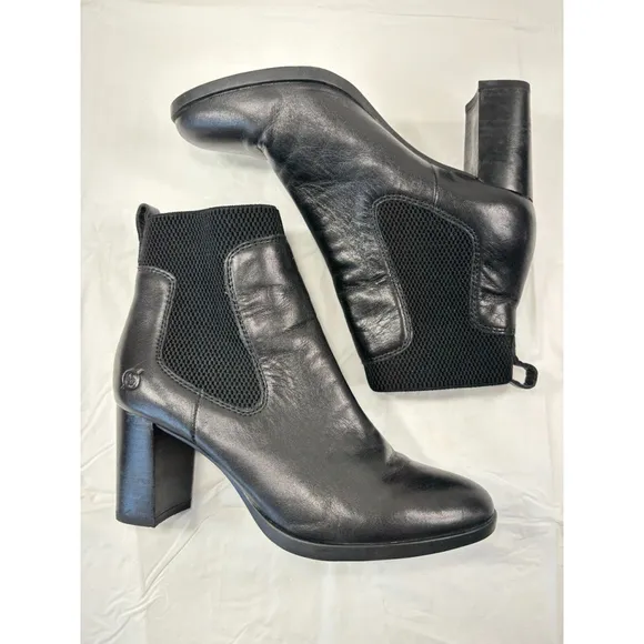 Børn Donella Black Leather Heeled Ankle Boots Women's Size 6M