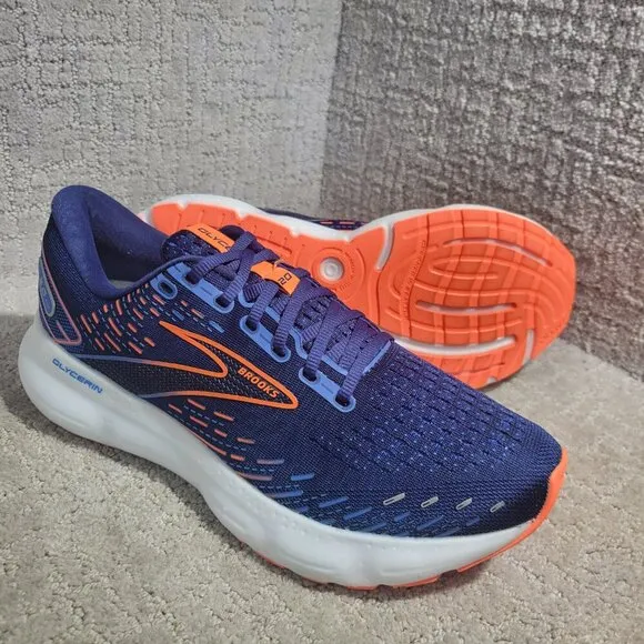Brooks Glycerin 20 Men's Size 9D Blue Orange Running Sneaker Shoes 1103821D444