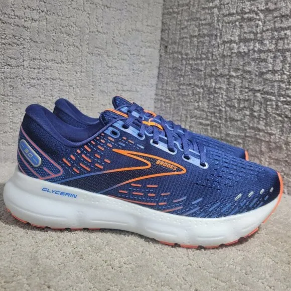 Brooks Glycerin 20 Men's Size 9D Blue Orange Running Sneaker Shoes 1103821D444