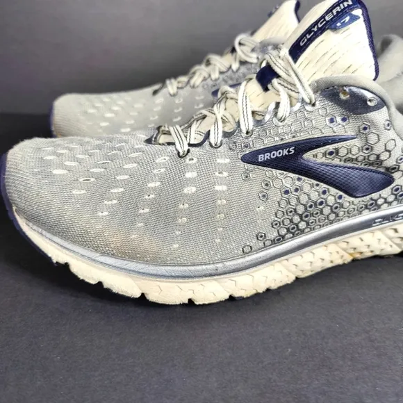 Brooks Men's Glycerin 17 Grey Navy Sneakers Running Shoes Size 10.5 Medium