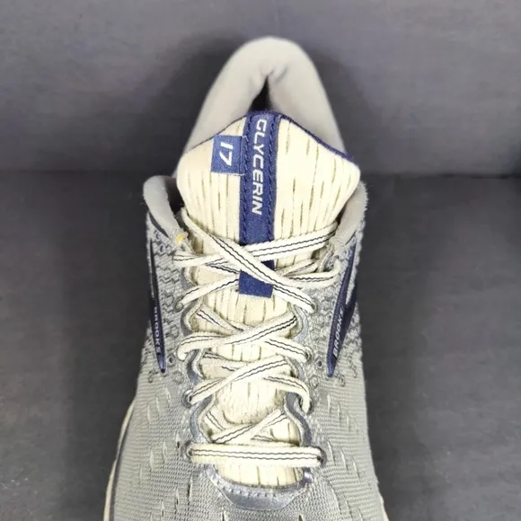 Brooks Men's Glycerin 17 Grey Navy Sneakers Running Shoes Size 10.5 Medium