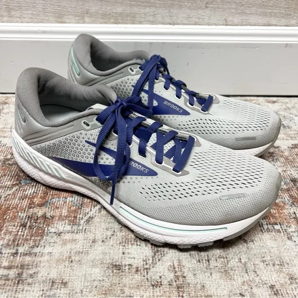 Brooks Womens Adrenaline GTS 22 Gray Running Shoes Sneaker Sz 9.5 M 1203531B045