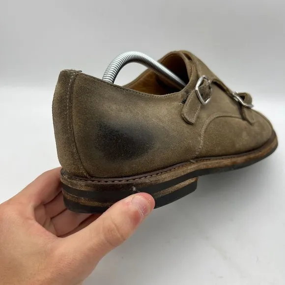 Brunello Cucinelli Made in Italy Mocha Suede Double Monk Shoes 44