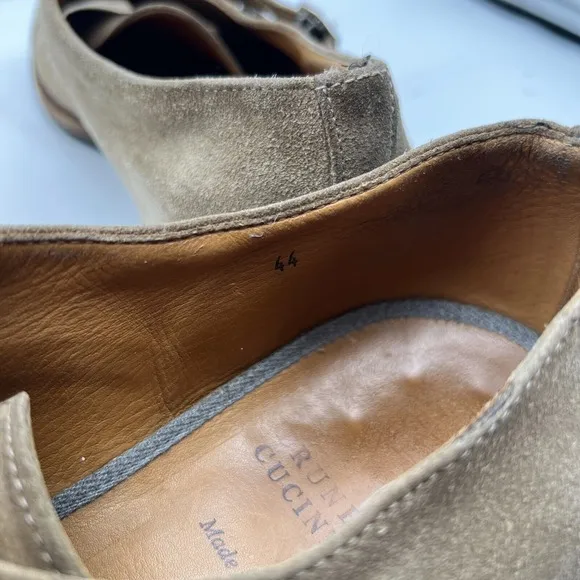 Brunello Cucinelli Made in Italy Mocha Suede Double Monk Shoes 44