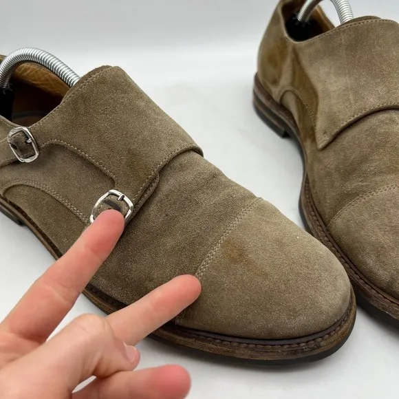 Brunello Cucinelli Made in Italy Mocha Suede Double Monk Shoes 44
