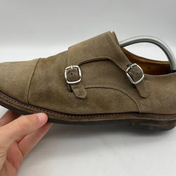 Brunello Cucinelli Made in Italy Mocha Suede Double Monk Shoes 44