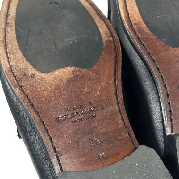 Bruno Magli Bigolo Black Leather Loafer Shoes Men's Size‎ 9.5 Made in Italy