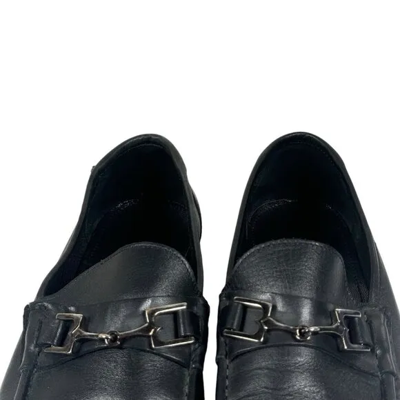 Bruno Magli Bigolo Black Leather Loafer Shoes Men's Size‎ 9.5 Made in Italy