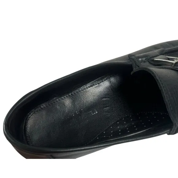 Bruno Magli Bigolo Black Leather Loafer Shoes Men's Size‎ 9.5 Made in Italy