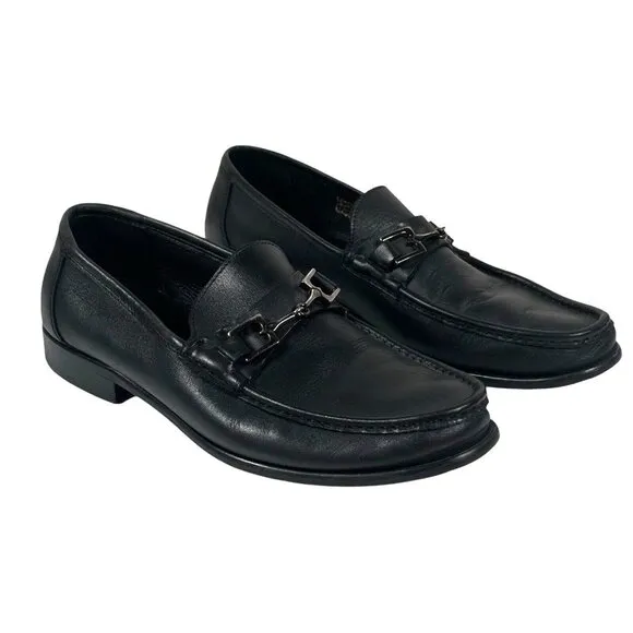 Bruno Magli Bigolo Black Leather Loafer Shoes Men's Size‎ 9.5 Made in Italy