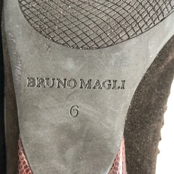 Bruno Magli Brown Suede Mary Jane Heeled Shoes 6
