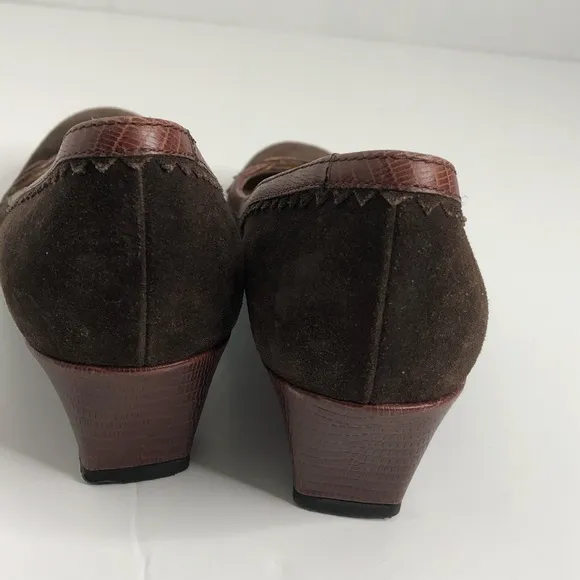 Bruno Magli Brown Suede Mary Jane Heeled Shoes 6