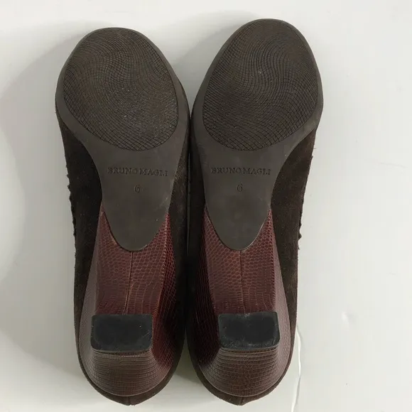Bruno Magli Brown Suede Mary Jane Heeled Shoes 6