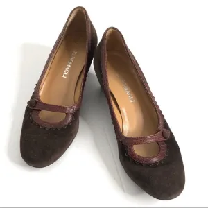 Bruno Magli Brown Suede Mary Jane Heeled Shoes 6