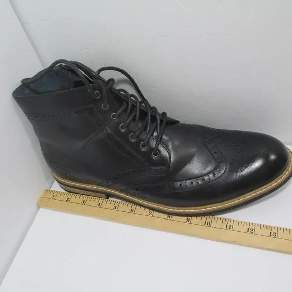 Bruno Marc Bergen Black Leather Oxfords Ankle Boots LKNEW Sz 14