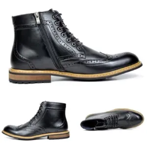Bruno Marc Bergen Black Leather Oxfords Ankle Boots LKNEW Sz 14