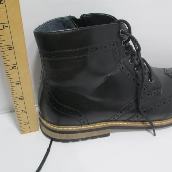 Bruno Marc Bergen Black Leather Oxfords Ankle Boots LKNEW Sz 14