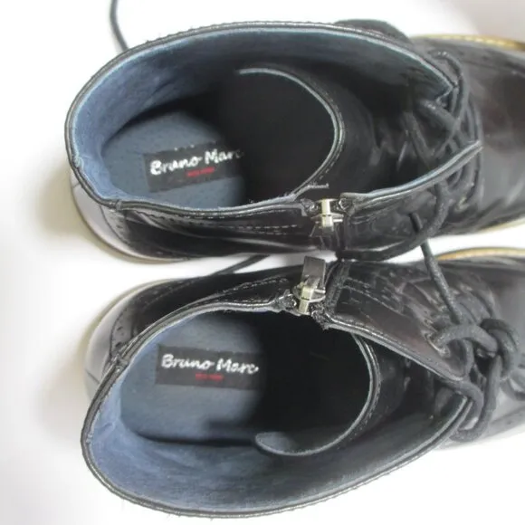 Bruno Marc Bergen Black Leather Oxfords Ankle Boots LKNEW Sz 14