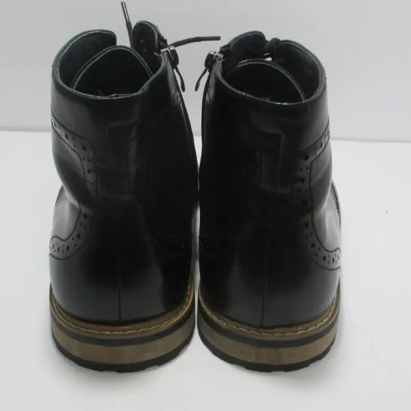 Bruno Marc Bergen Black Leather Oxfords Ankle Boots LKNEW Sz 14