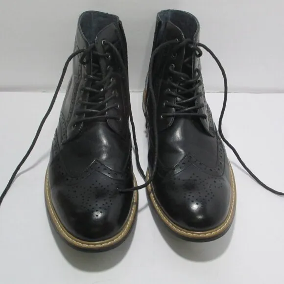 Bruno Marc Bergen Black Leather Oxfords Ankle Boots LKNEW Sz 14