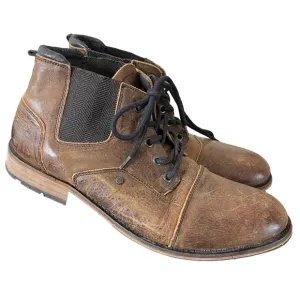 Bull‎ Boxer Mens Brown Leather Ankle Boots Lace Up Size 12