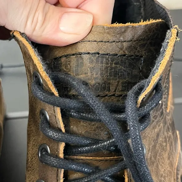 Bull‎ Boxer Mens Brown Leather Ankle Boots Lace Up Size 12