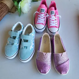 Bundle Of 3 Girl Shoes TOMS, Vans, And Converse