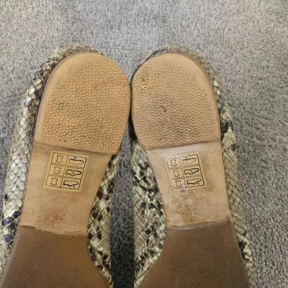 Burberry Snakeskin Leather Ballet Flats Womens Size 39 EU Shoes Tan Beige