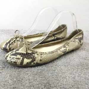 Burberry Snakeskin Leather Ballet Flats Womens Size 39 EU Shoes Tan Beige
