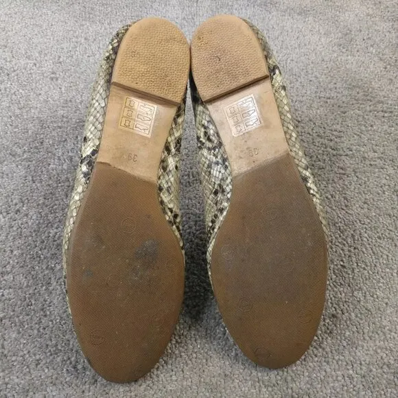 Burberry Snakeskin Leather Ballet Flats Womens Size 39 EU Shoes Tan Beige