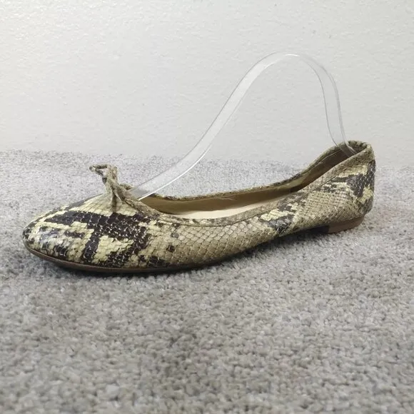 Burberry Snakeskin Leather Ballet Flats Womens Size 39 EU Shoes Tan Beige