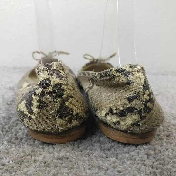 Burberry Snakeskin Leather Ballet Flats Womens Size 39 EU Shoes Tan Beige