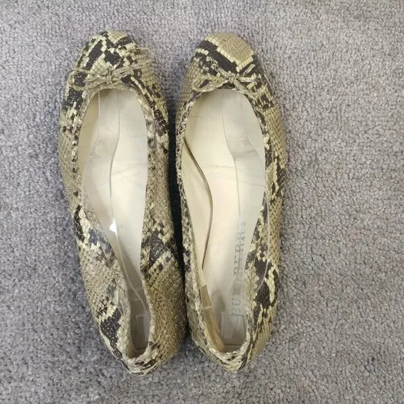 Burberry Snakeskin Leather Ballet Flats Womens Size 39 EU Shoes Tan Beige