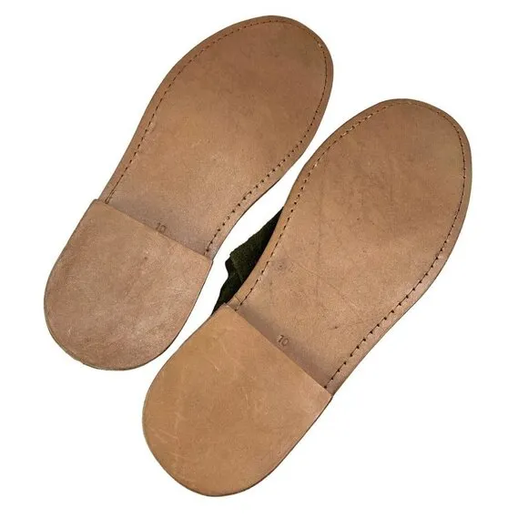 By James Souto´s Mens Slipper Slip on Flats Shoes Olive Green Suede Leather 10