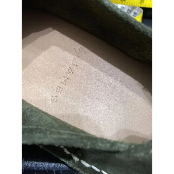 By James Souto´s Mens Slipper Slip on Flats Shoes Olive Green Suede Leather 10