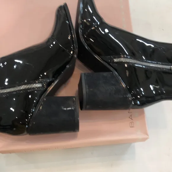Calvin Klein Leather Boots shiny Cicil women's size 8 EUR 38 black ankle boots