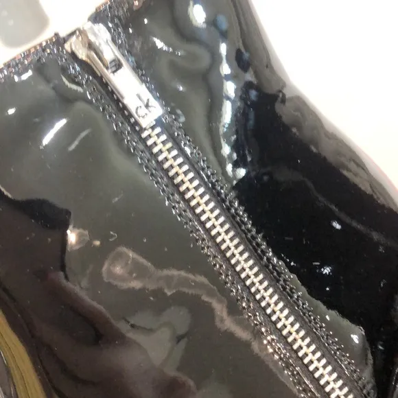 Calvin Klein Leather Boots shiny Cicil women's size 8 EUR 38 black ankle boots