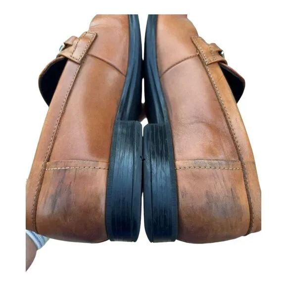Calvin Klein Men's Brown Leather Slip-On Loafer Dress Shoes, Size 7