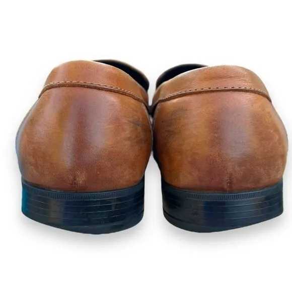 Calvin Klein Men's Brown Leather Slip-On Loafer Dress Shoes, Size 7