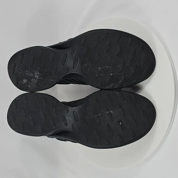 Camper Spiro Cross-Strap Sandals Slingback Quilted Leather Heel Black 39 8.5