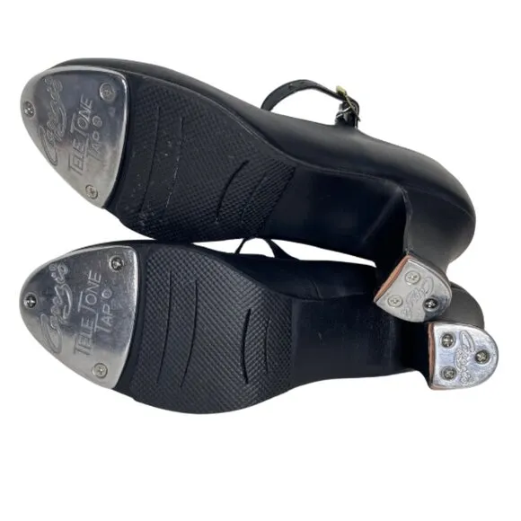 Capezio 657 Black Leather Manhattan Xtreme Tap Leather Buckle Shoe Size 6.5